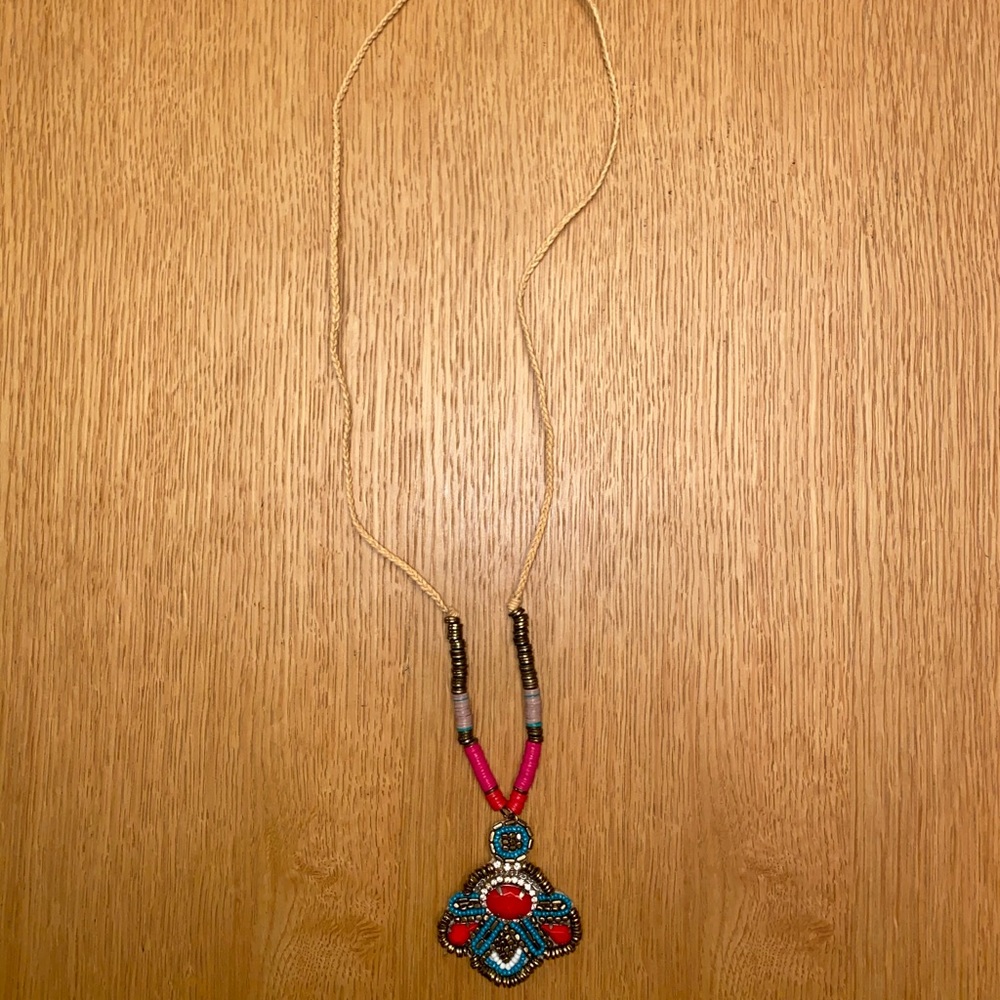Multi-colored tribal-inspired long necklace